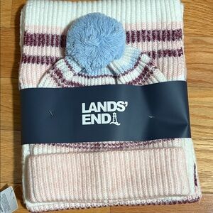Lands' End Pink and Burgundy Striped Knit Set